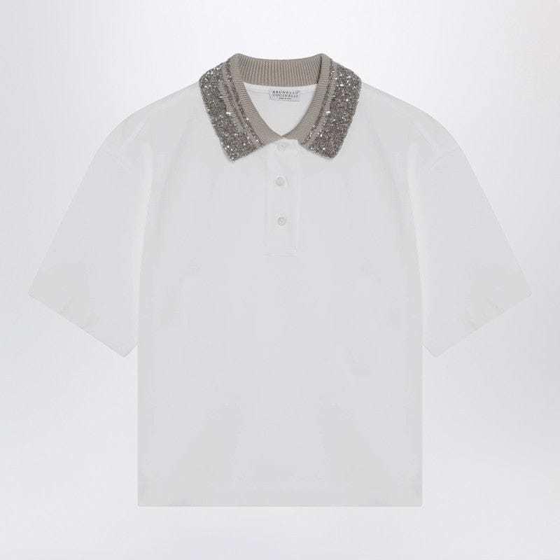 Shirts & Tops Brunello Cucinelli - White polo shirt with Dazzling Knit Collar - S Brand