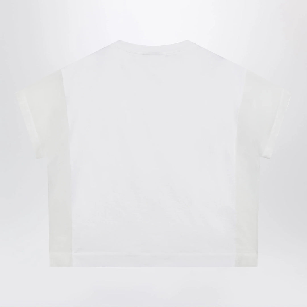 Brunello Cucinelli - T-shirt in cotton jersey and organza in white
