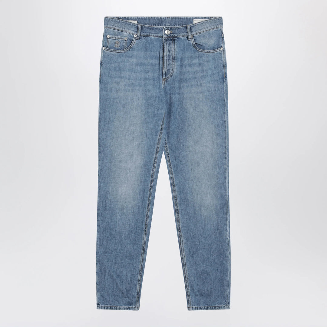 Brunello Cucinelli - Traditional-fit five-pocket jeans in light blue denim