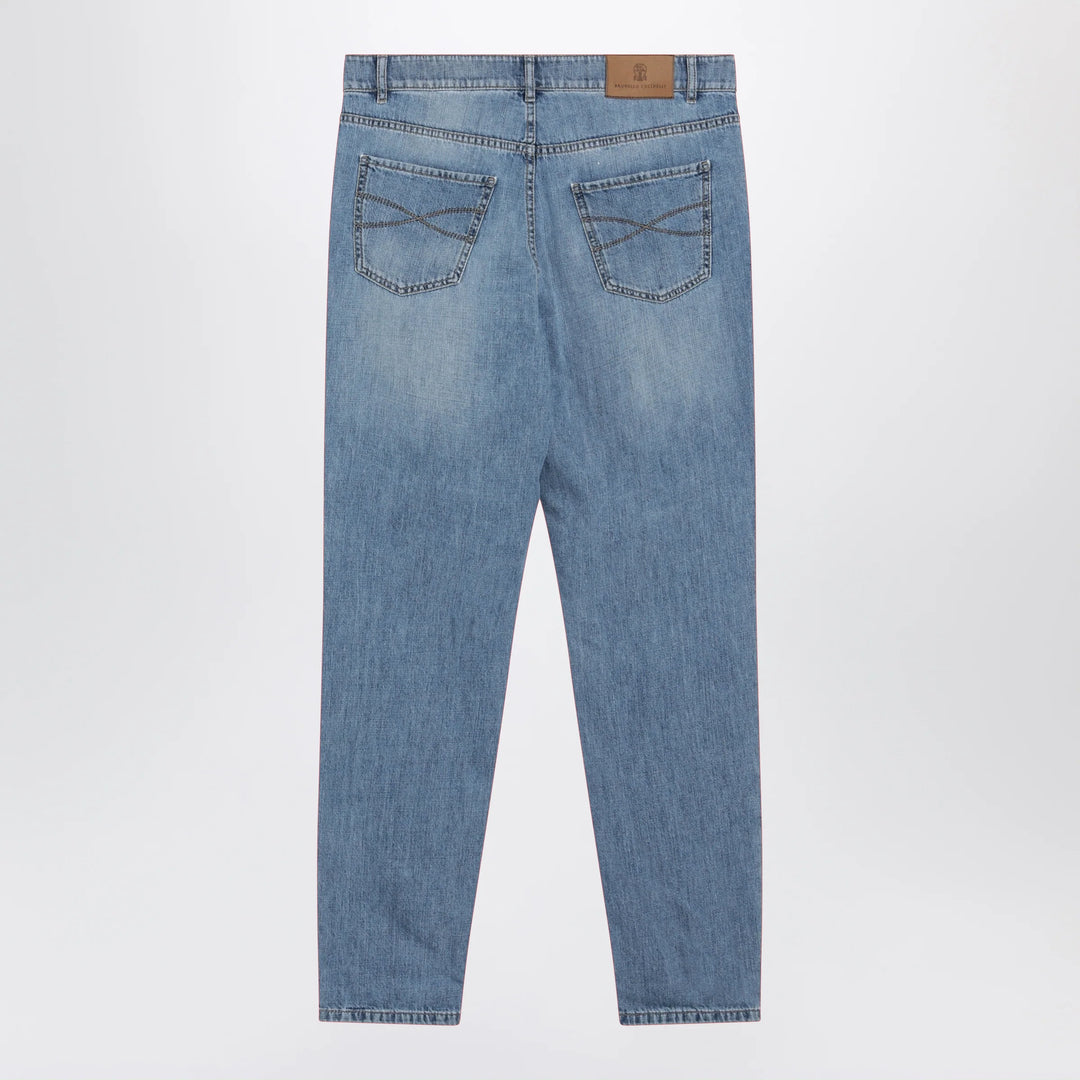 Brunello Cucinelli - Traditional-fit five-pocket jeans in light blue denim