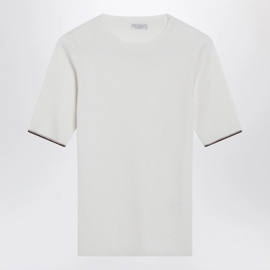 Brunello Cucinelli - White cashmere and silk knit top