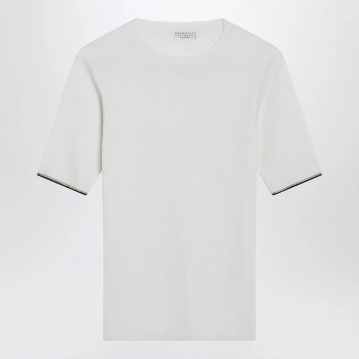 Brunello Cucinelli - White cashmere and silk knit top