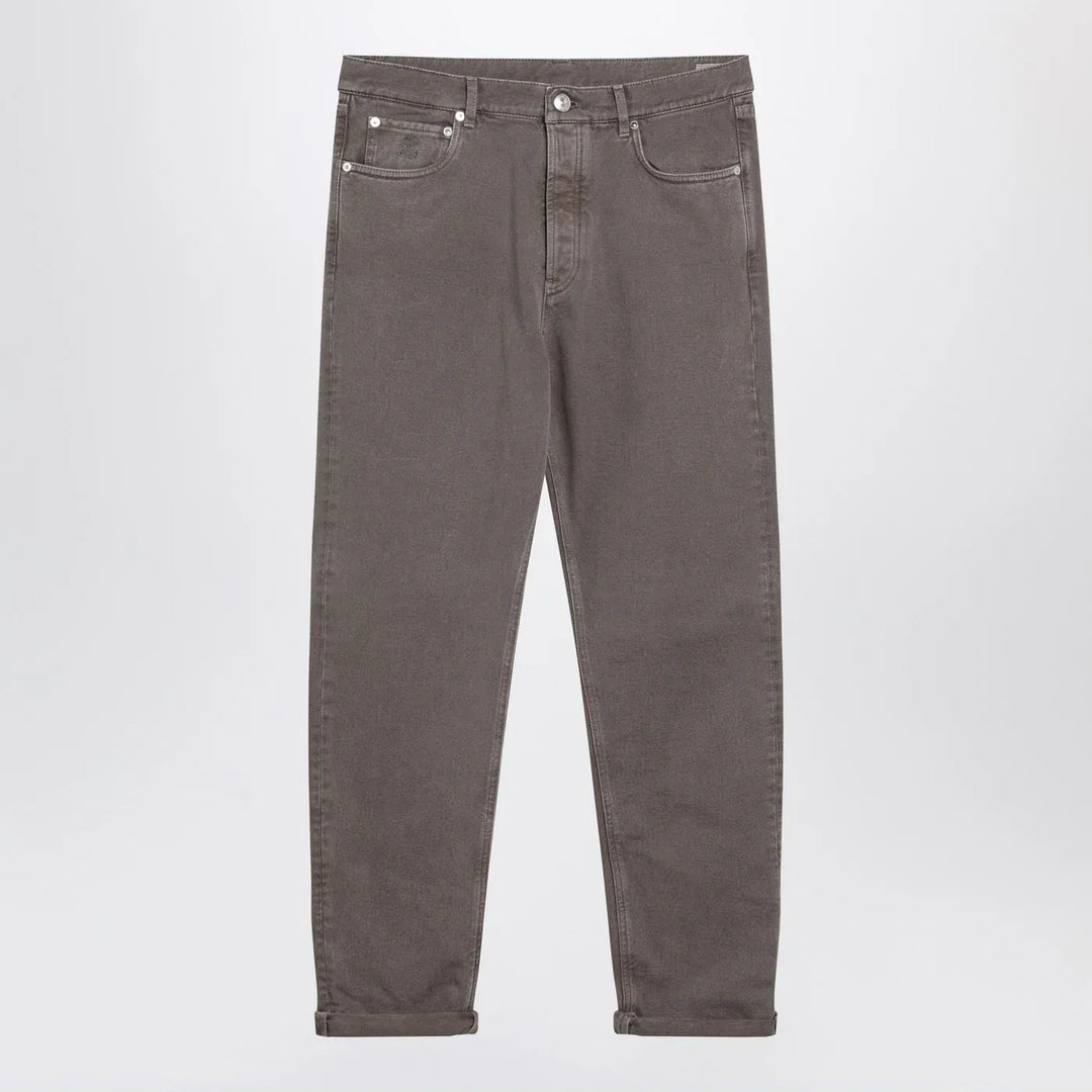 Brunello Cucinelli - Beige vintage-effect jeans with turn-up hem Brand Jeans 50 IT