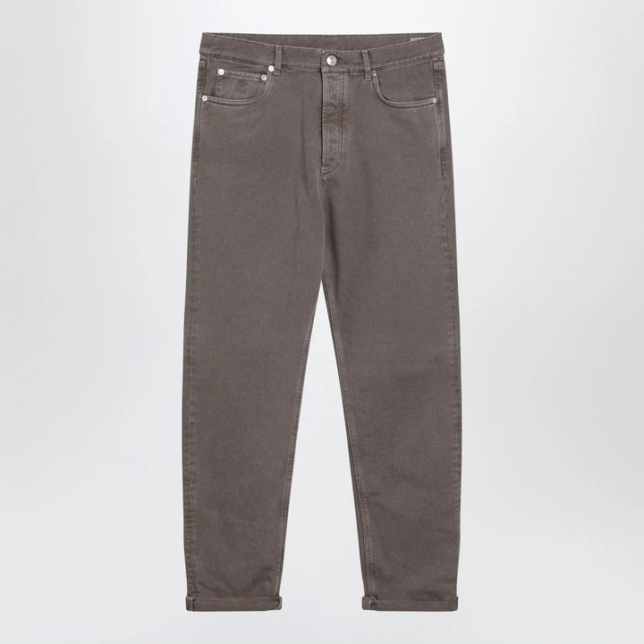 Brunello Cucinelli - Beige vintage-effect jeans with turn-up hem Brand Jeans 50 IT