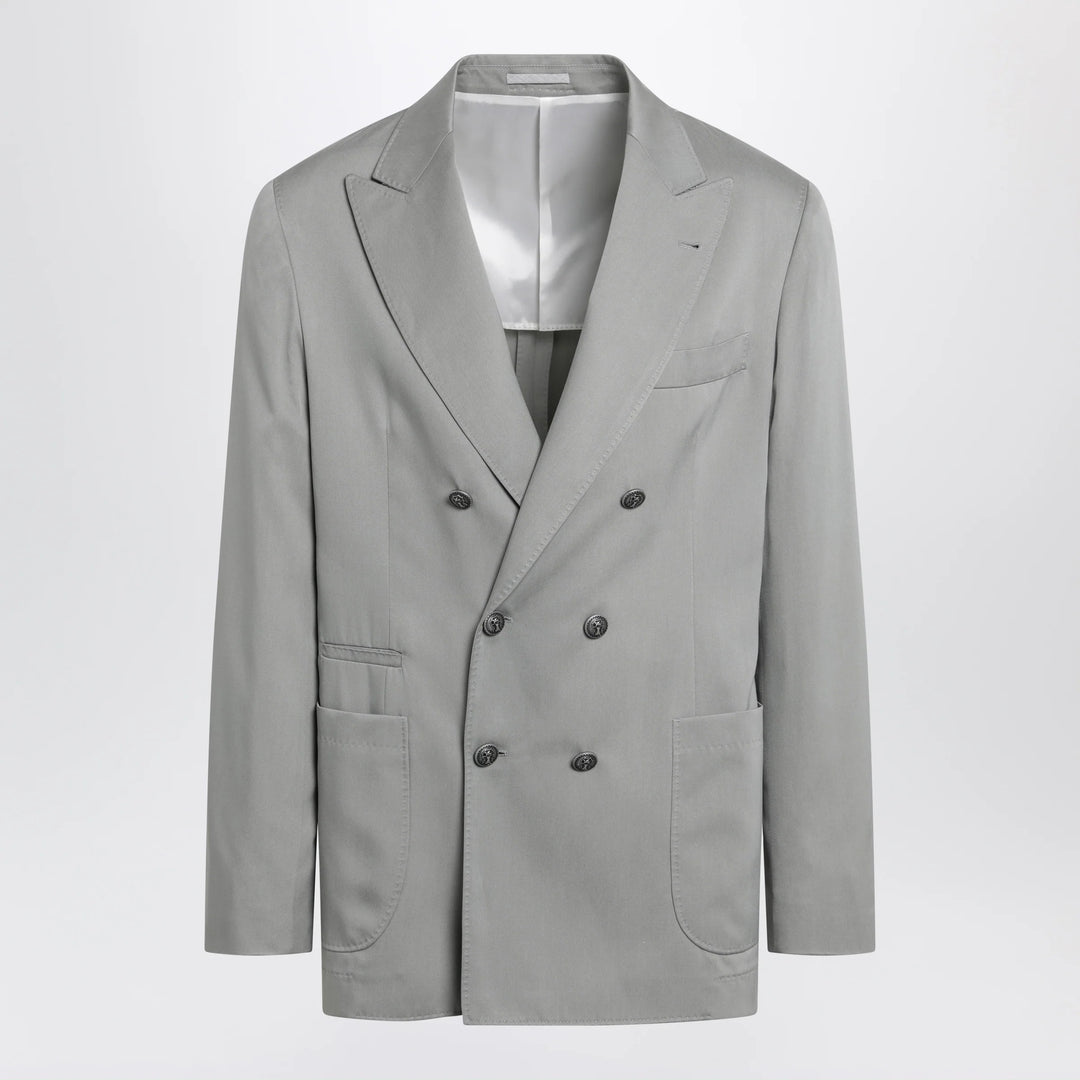 Brunello Cucinelli - Double-breasted silk blazer in khaki