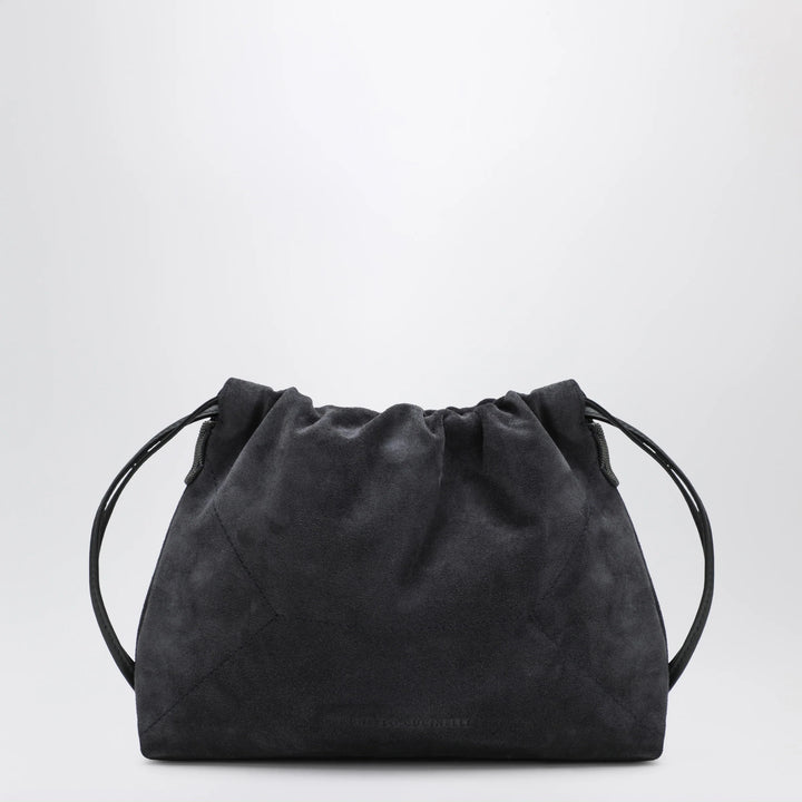 Brunello Cucinelli - BC Duo Pouch midnight blue suede bag with monile detail