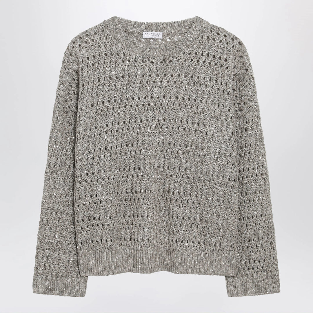 Brunello Cucinelli - Crochet crewneck sweater with sequins