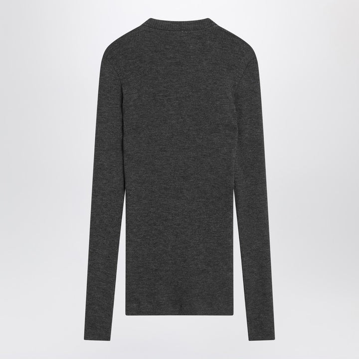 Brunello Cucinelli Dark grey ribbed wool sweater