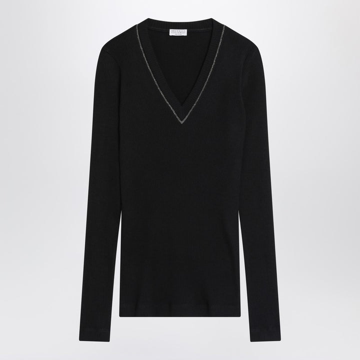 Brunello Cucinelli Blue ribbed wool sweater