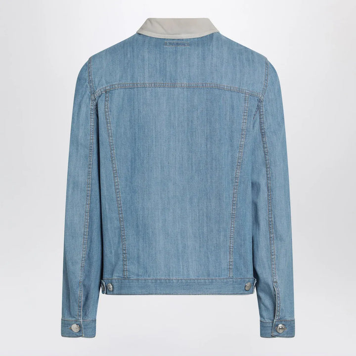 Brunello Cucinelli - Blue denim jacket with suede collar Brand Coats &amp; Jackets