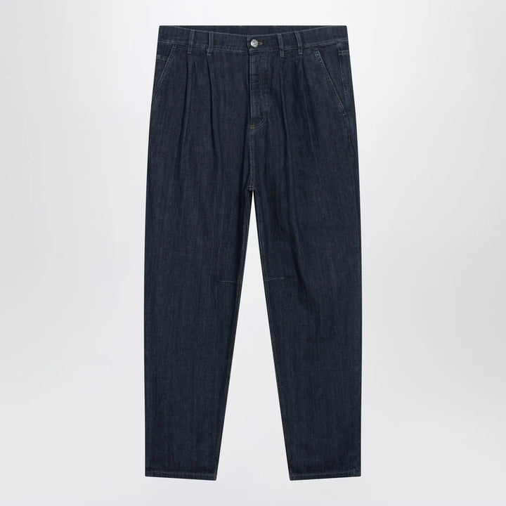Brunello Cucinelli - Slim-fit jeans with pleats in blue denim