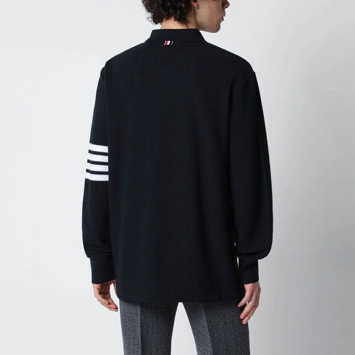 Thom Browne - Navy blue cotton polo shirt