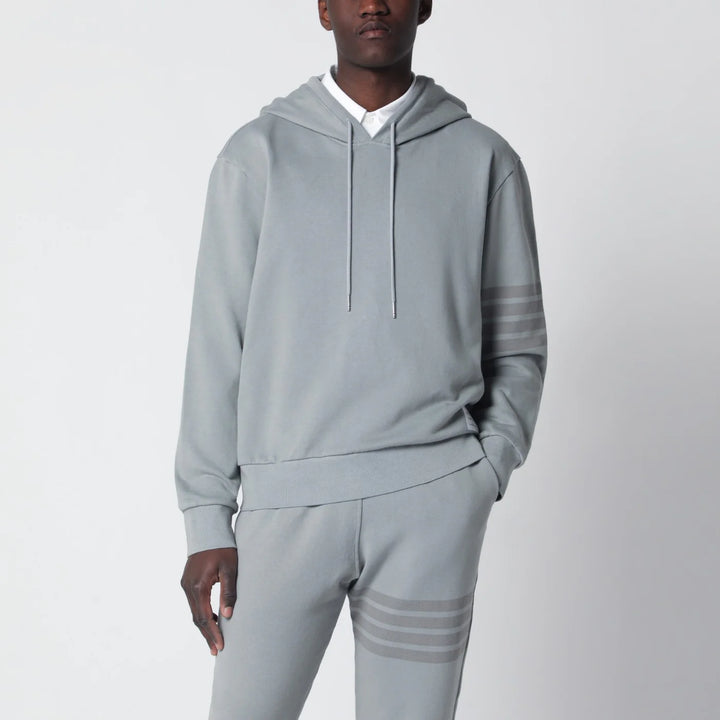 Thom Browne - Grey cotton hooded sweatshirt