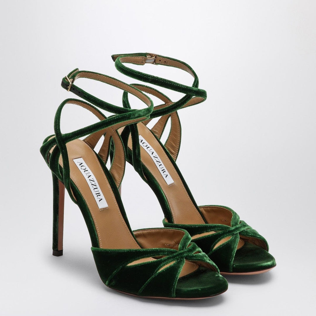 Sandals 37.5 Aquazzura High dark green velvet sandal Brand