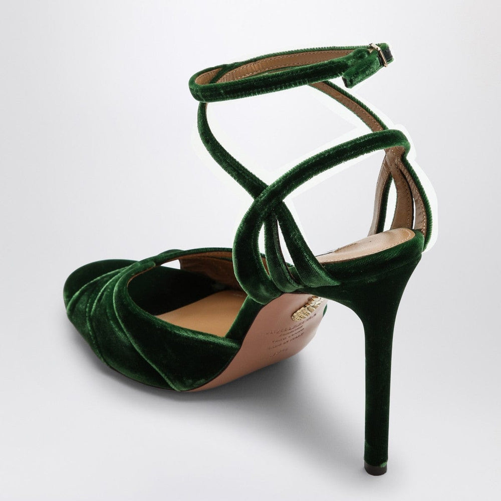 Sandals 37.5 Aquazzura High dark green velvet sandal Brand
