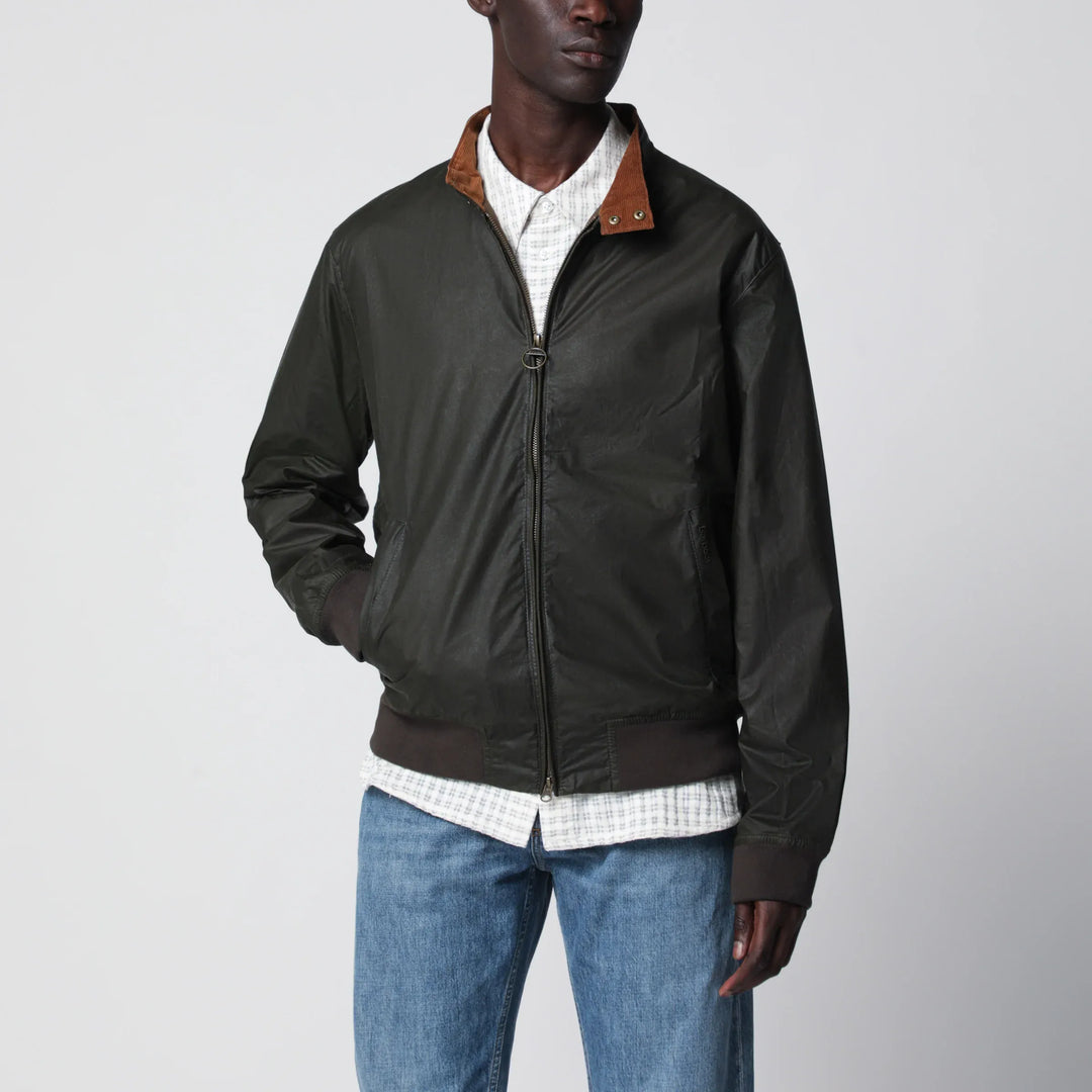 Barbour - Olive green lightweight waxed Royston jacket Brand Apparel & Accessories > Clothing > Outerwear > Coats & Jackets S