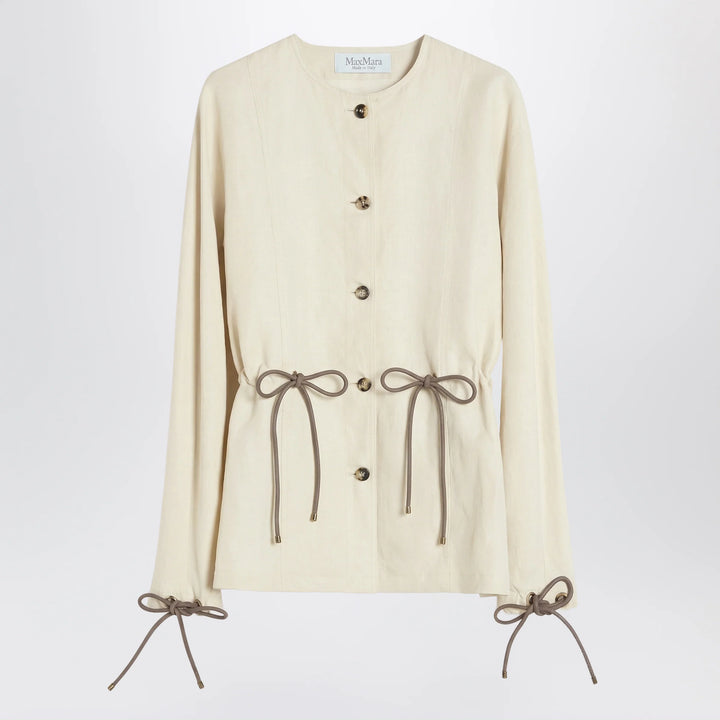 Max Mara - Beige linen and silk jacket with drawstring