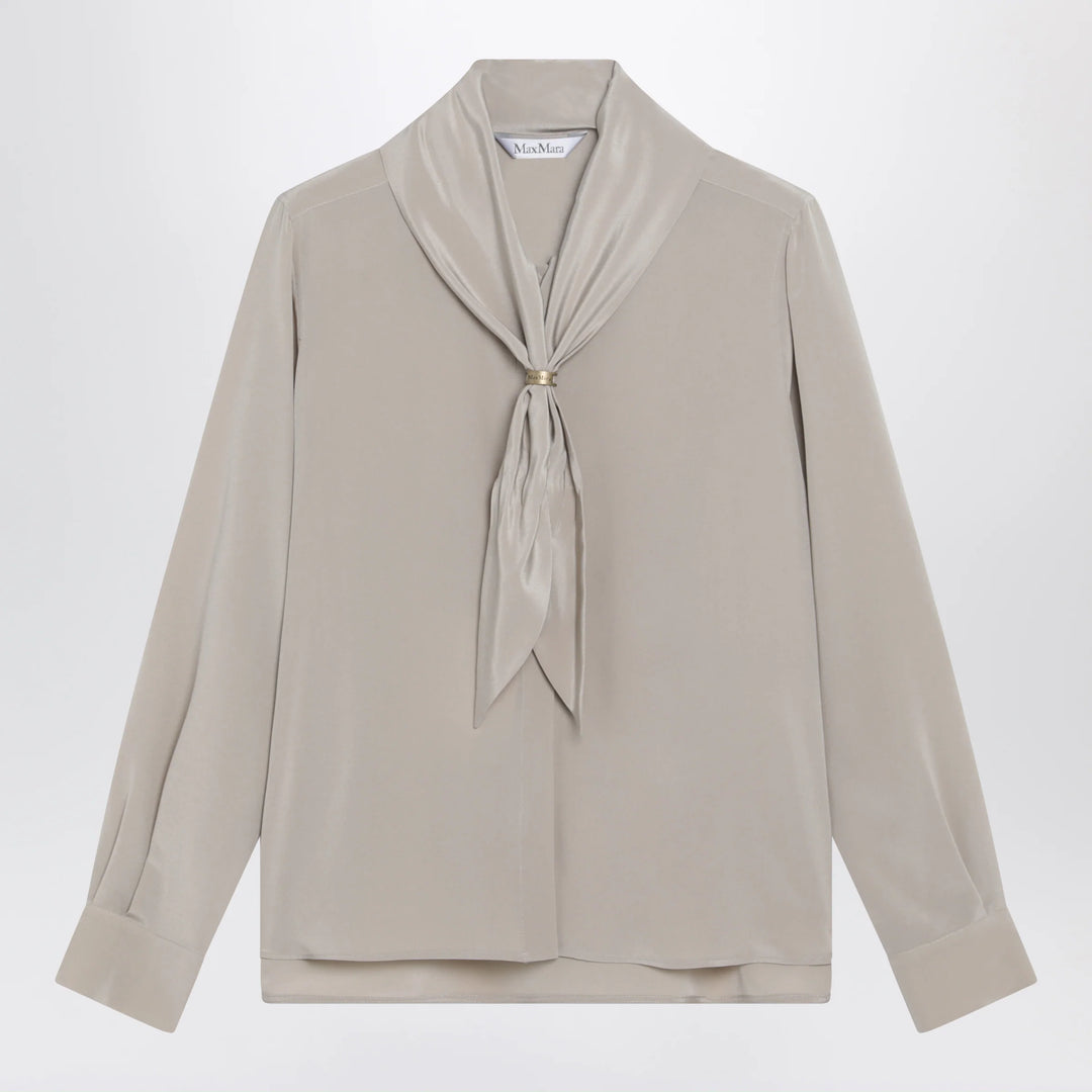 Max Mara - Rock beige silk blouse with scarf