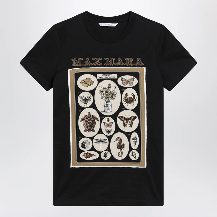 Max Mara - Black cotton jersey T-shirt with front print