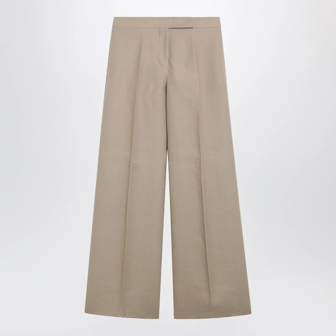 Max Mara - Regular-fit linen natté trousers in sand