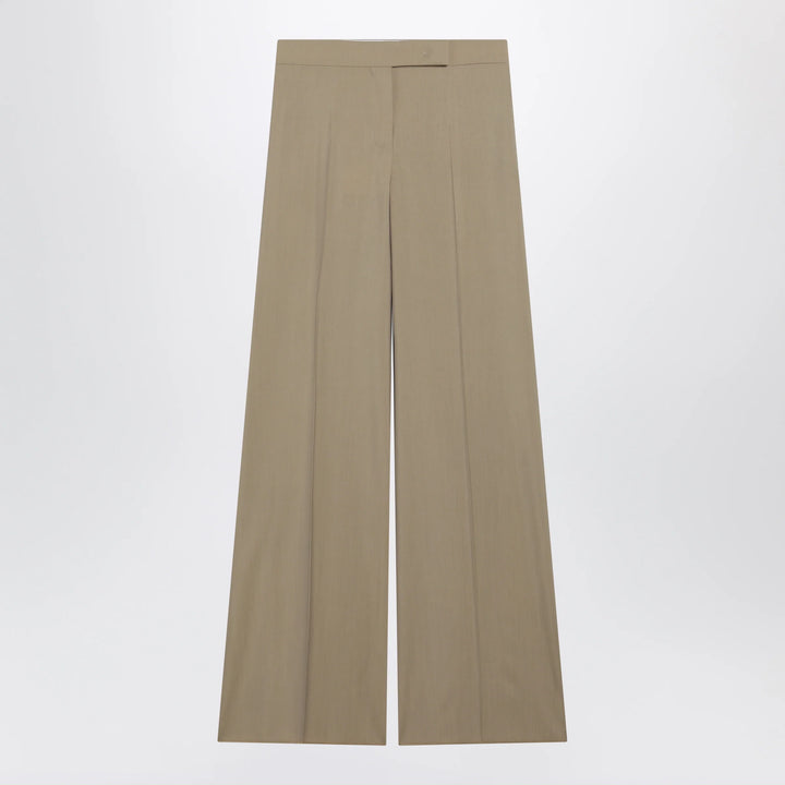 Max Mara - Wide-leg trousers in sand-colored wool and silk poplin