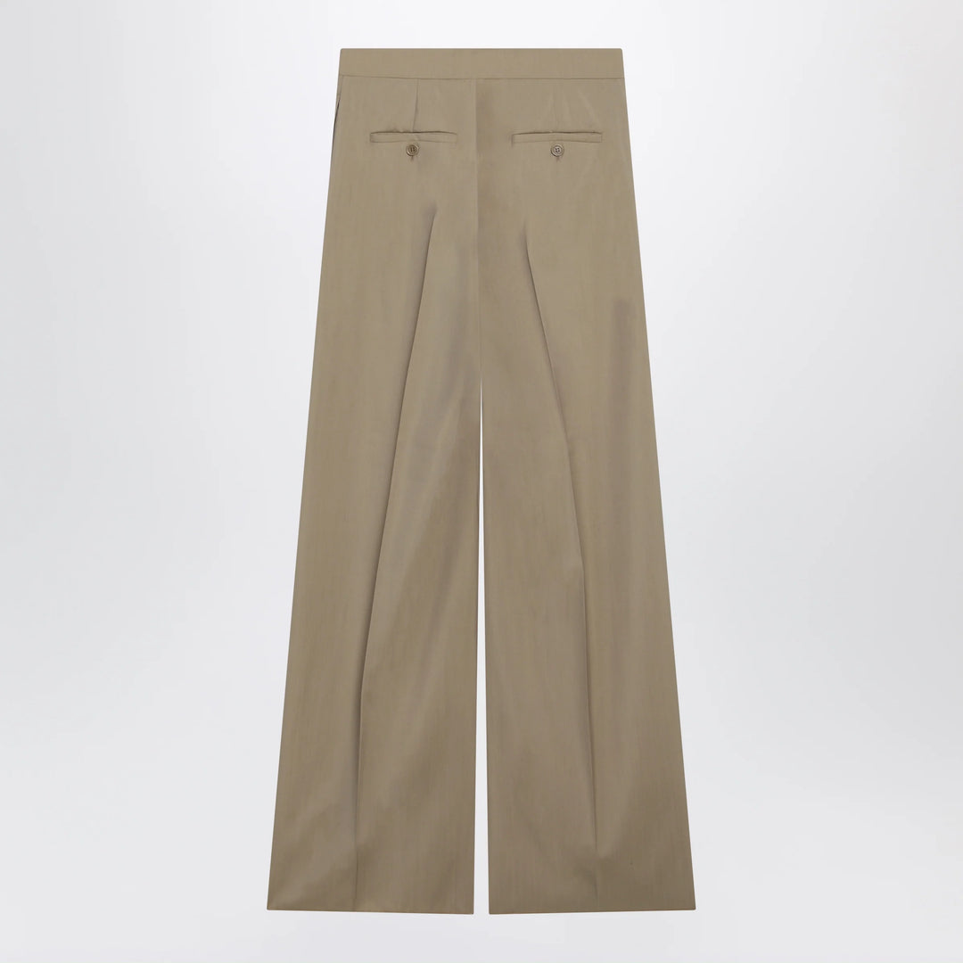Max Mara - Wide-leg trousers in sand-colored wool and silk poplin