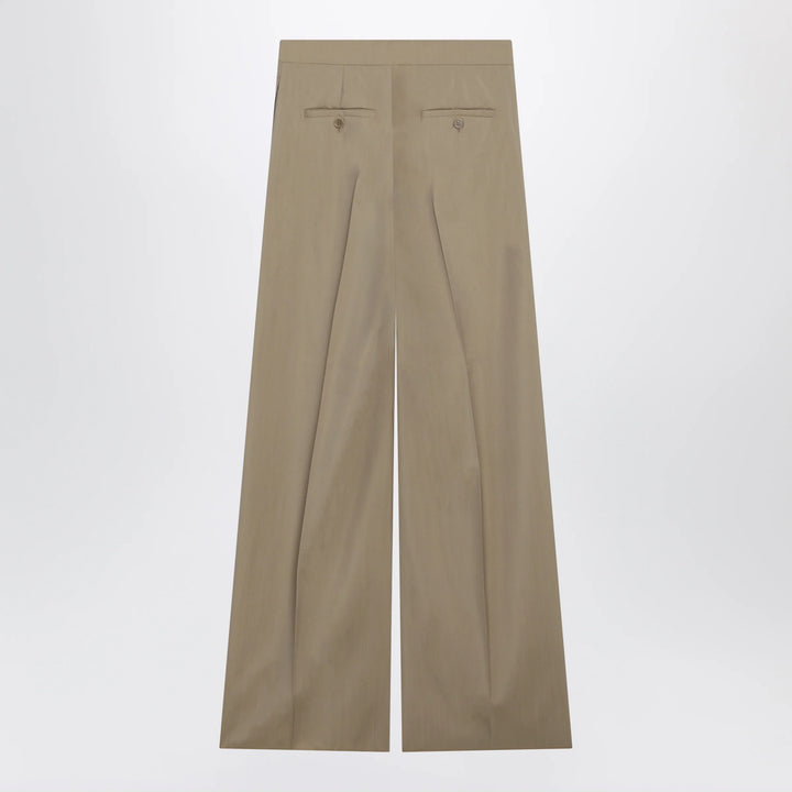 Max Mara - Wide-leg trousers in sand-colored wool and silk poplin