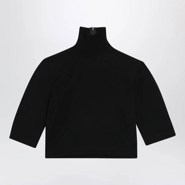 Max Mara - Cropped turtleneck sweater in stretch viscose, black
