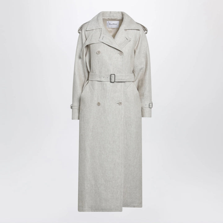 Max Mara - Sand-coloured double-breasted duster coat in linen drill