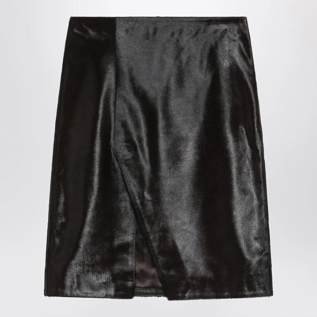 LouLou De Saison - Brown Myra skirt in pony-effect leather