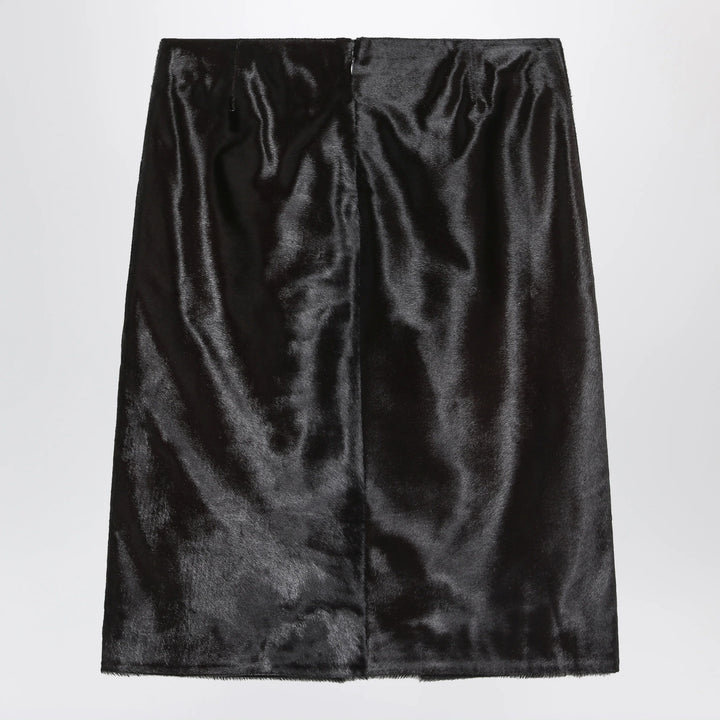 LouLou De Saison - Brown Myra skirt in pony-effect leather