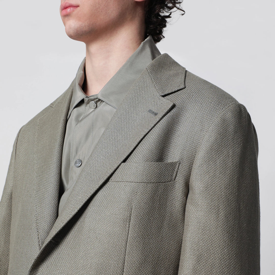 Brunello Cucinelli - Deconstructed Cavallo jacket in khaki silk hopsack