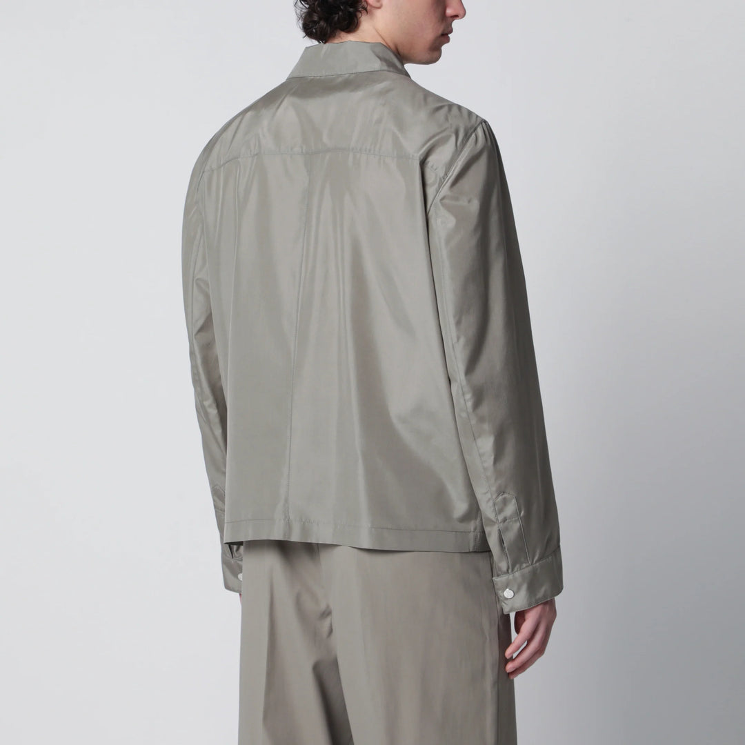 Brunello Cucinelli - Unlined jacket in khaki membrane silk