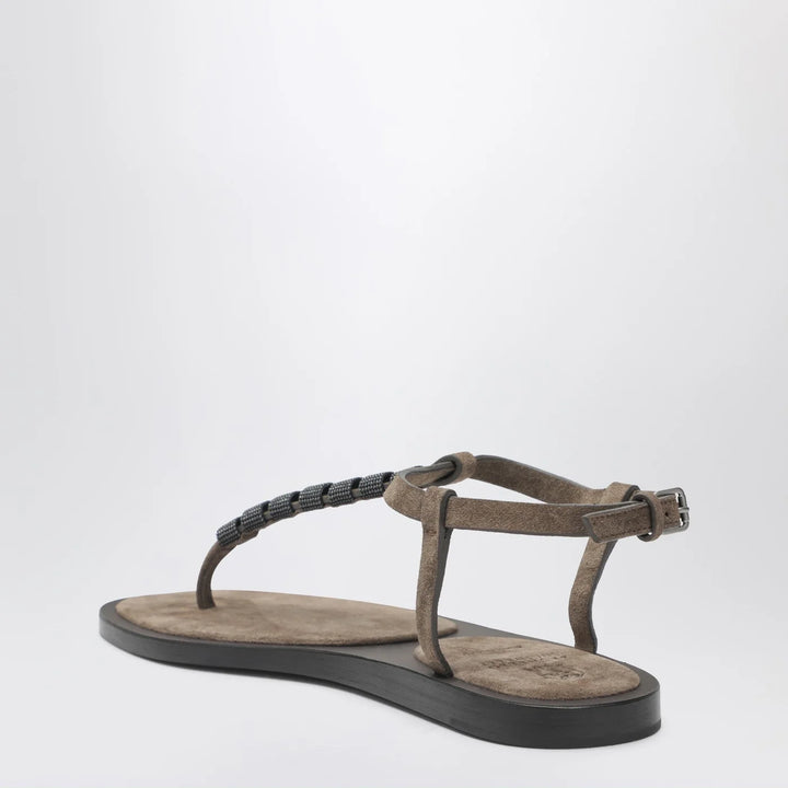 Brunello Cucinelli - Suede thong sandals with Precious Straps