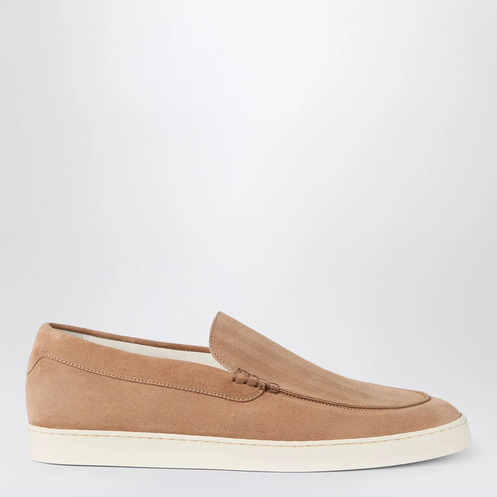 Brunello Cucinelli - Light brown chevron-effect suede slip-ons