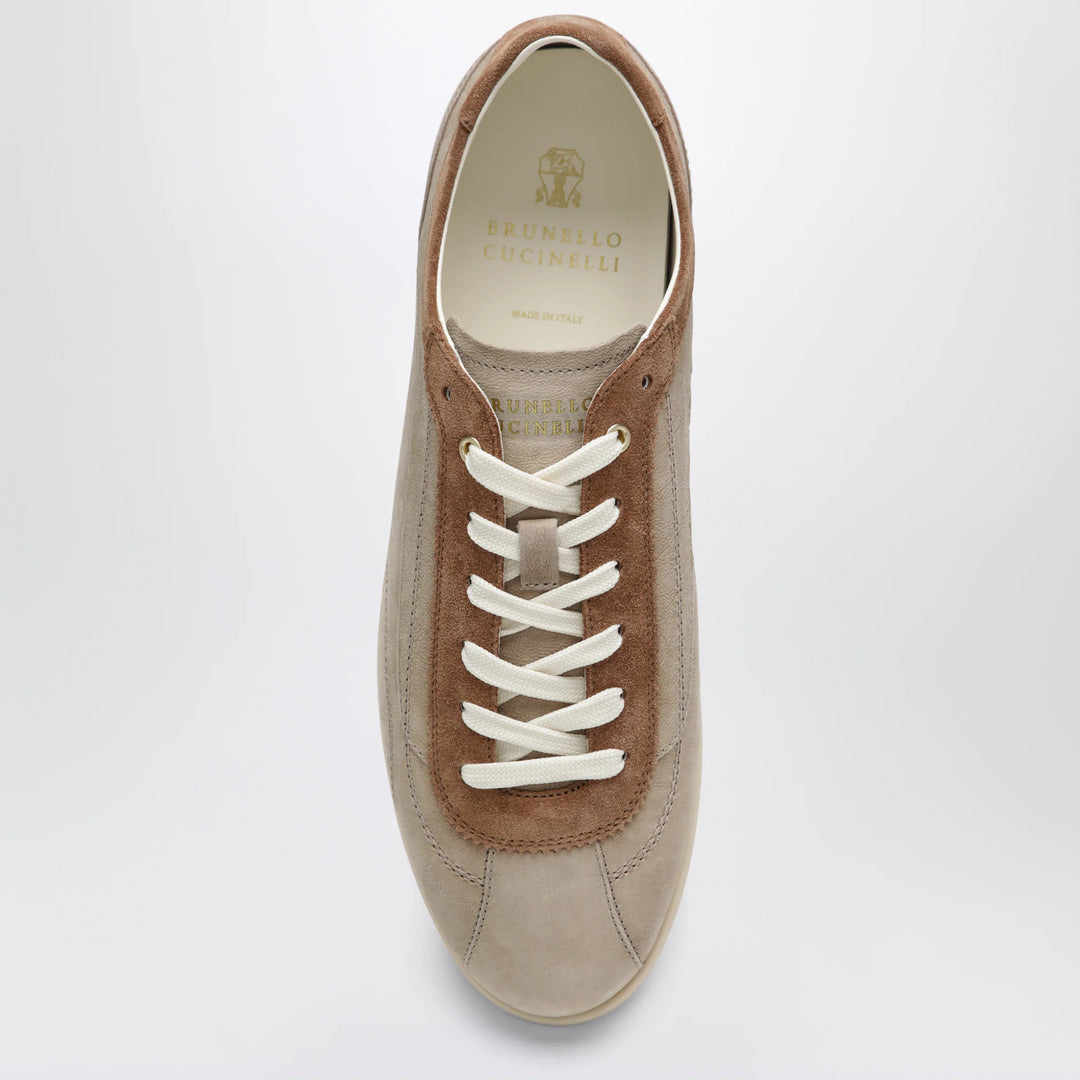 Brunello Cucinelli - Beige low-top suede lace-up sneakers