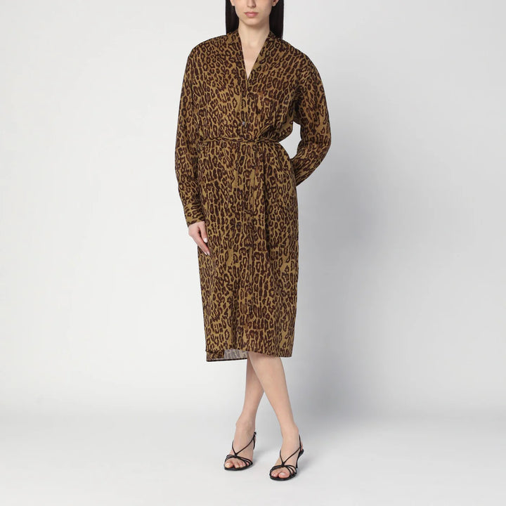 6397 - Leopard-print shirt dress in cotton voile