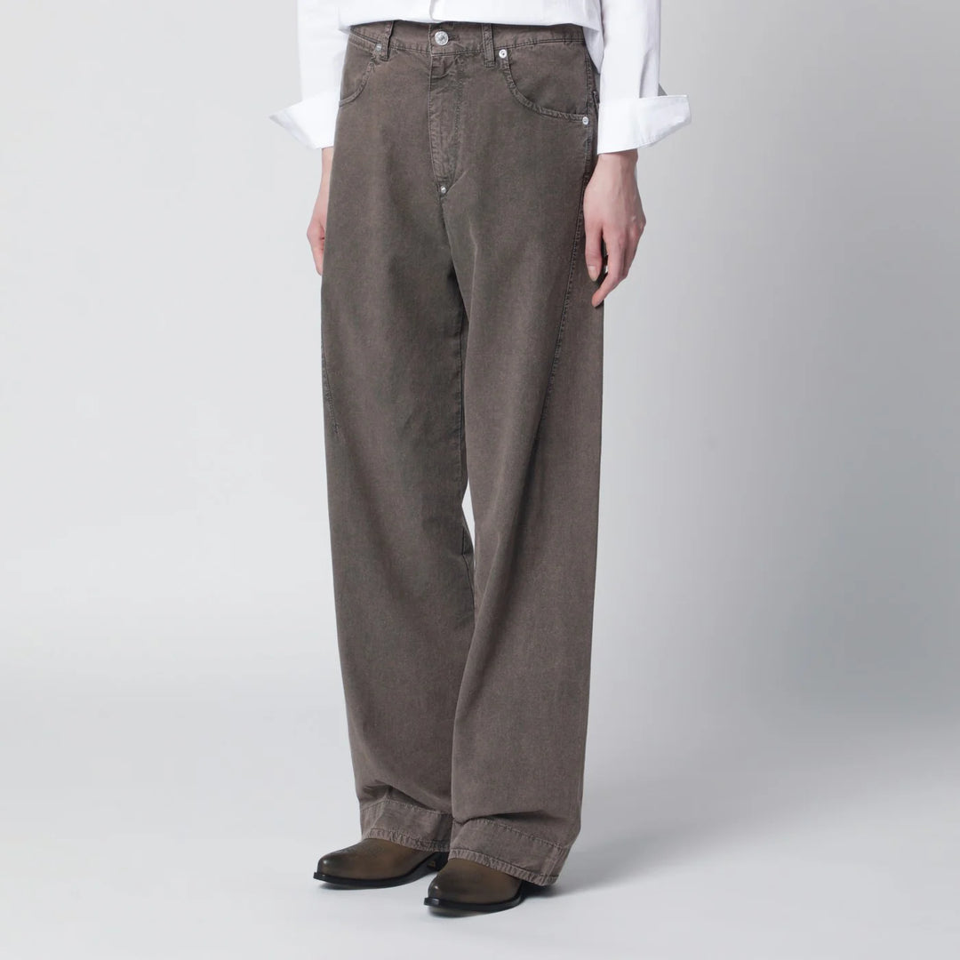 6397 - Washed olive green wide-leg jeans