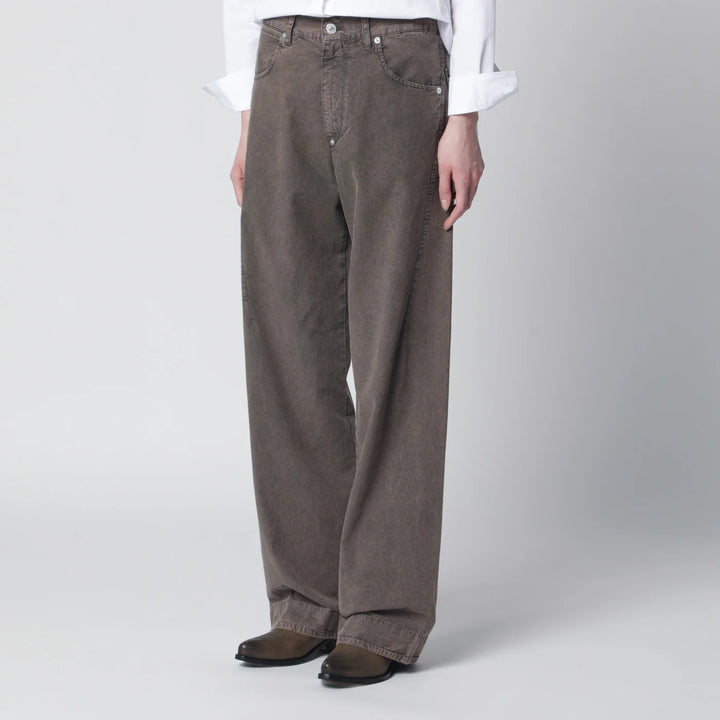 6397 - Washed olive green wide-leg jeans