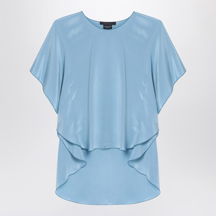Max Mara Pianoforte Light blue flowy silk blouse