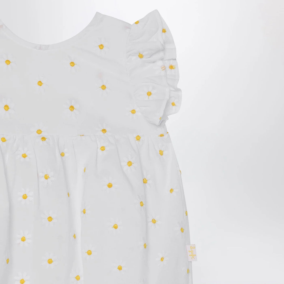 Il Gufo - White romper with floral embroidery