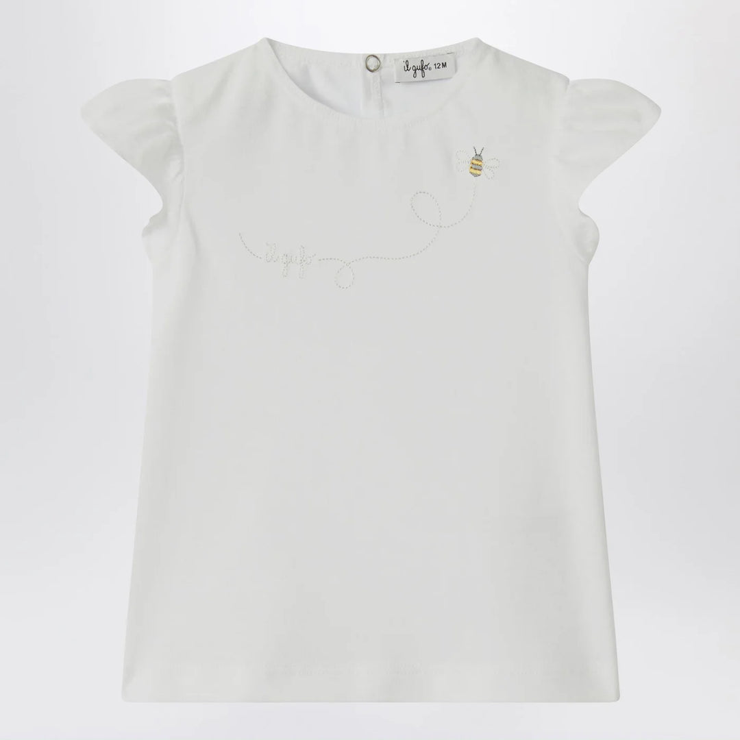 Il Gufo - White T-shirt with ruffled sleeves