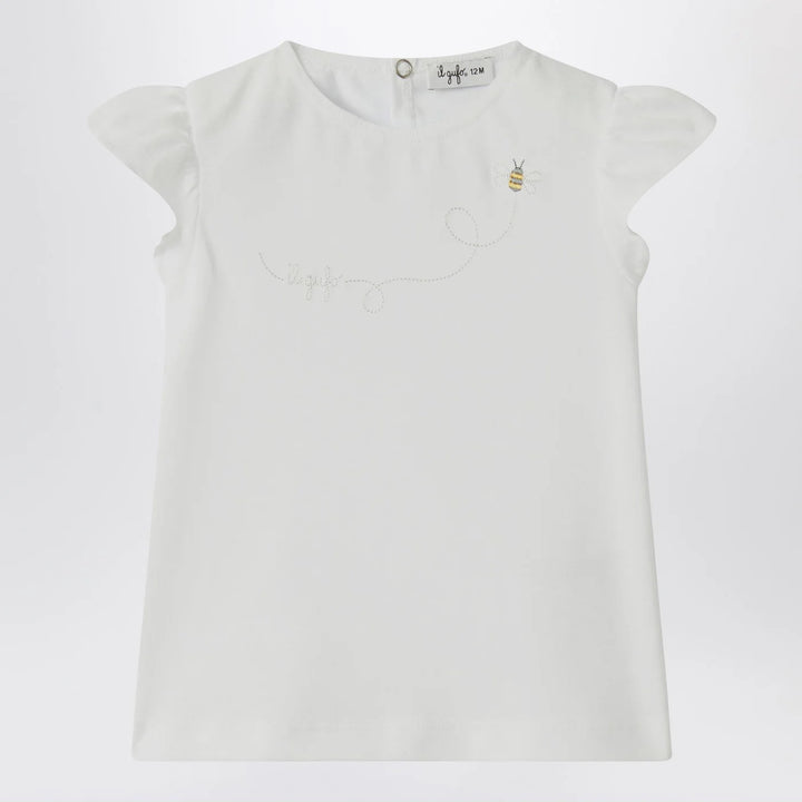 Il Gufo - White T-shirt with ruffled sleeves