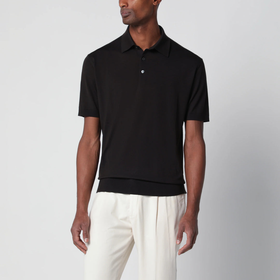 ZEGNA - Dark brown wool polo