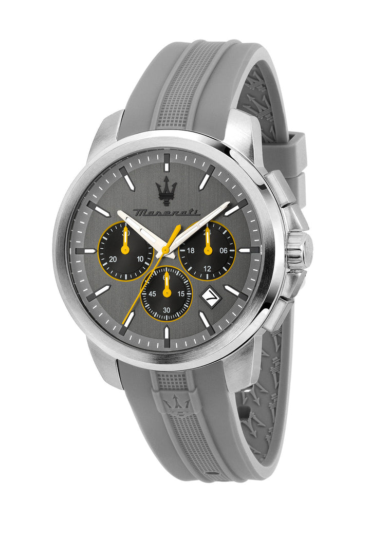 Maserati Successo 42mm Chrono Gray Dial Gray Silicone Strap Watch