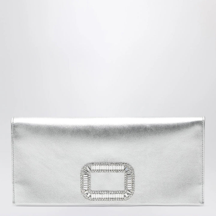 ROGER VIVIER - Mini Pilgrim silver leather pochette