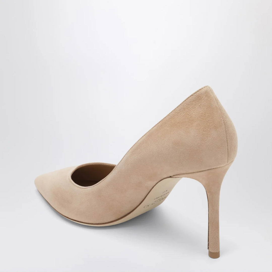 Jimmy Choo - Romy 85 light beige suede pumps