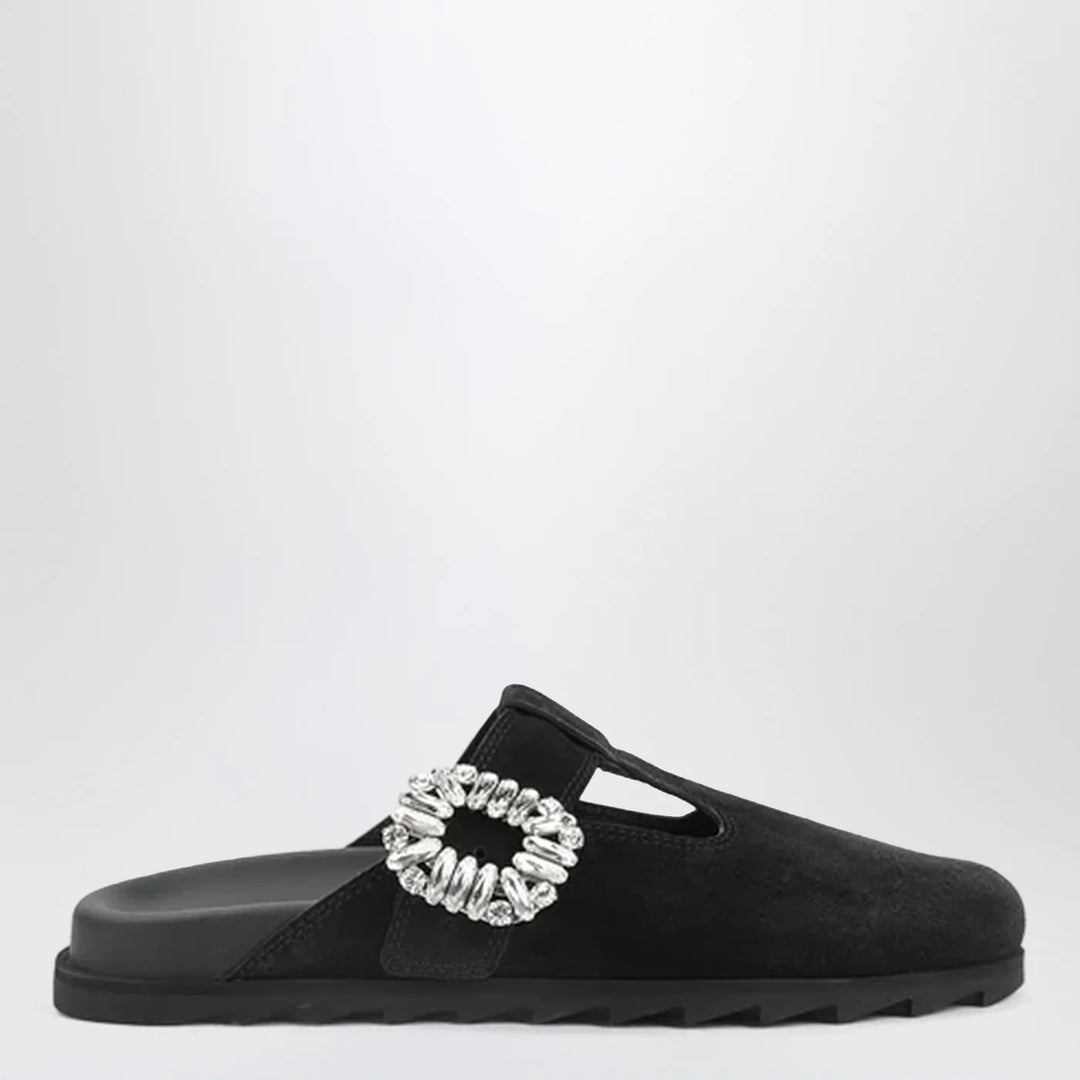 ROGER VIVIER - Black suede Mule Slidy Viv&