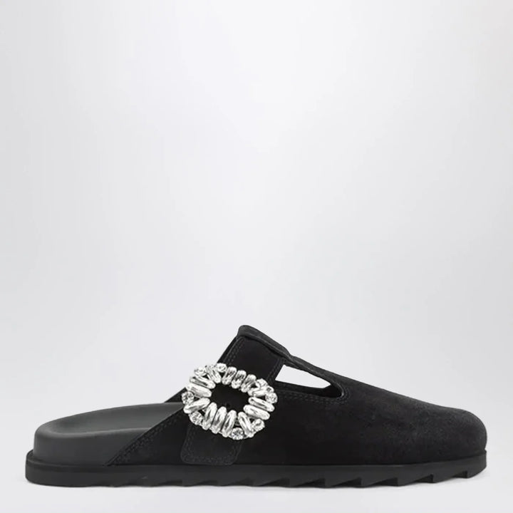 ROGER VIVIER - Black suede Mule Slidy Viv&
