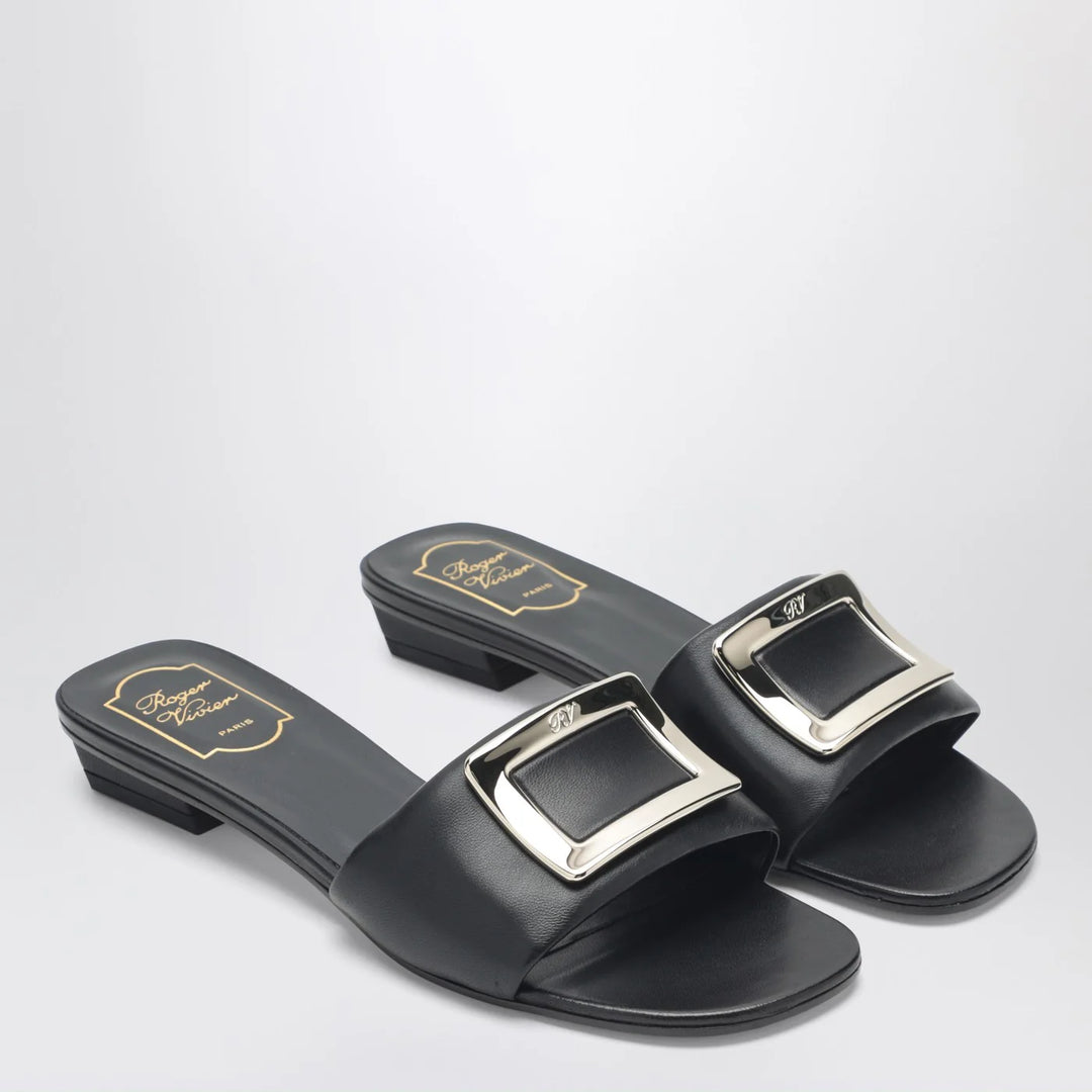 ROGER VIVIER - Square buckle leather slides